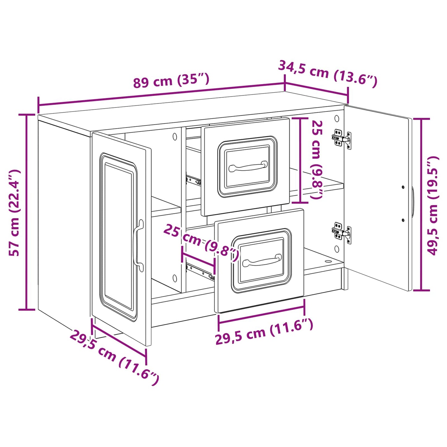 Serviesskap Gammelt tre 89 x 34,5 x 57 cm Konstruert tre