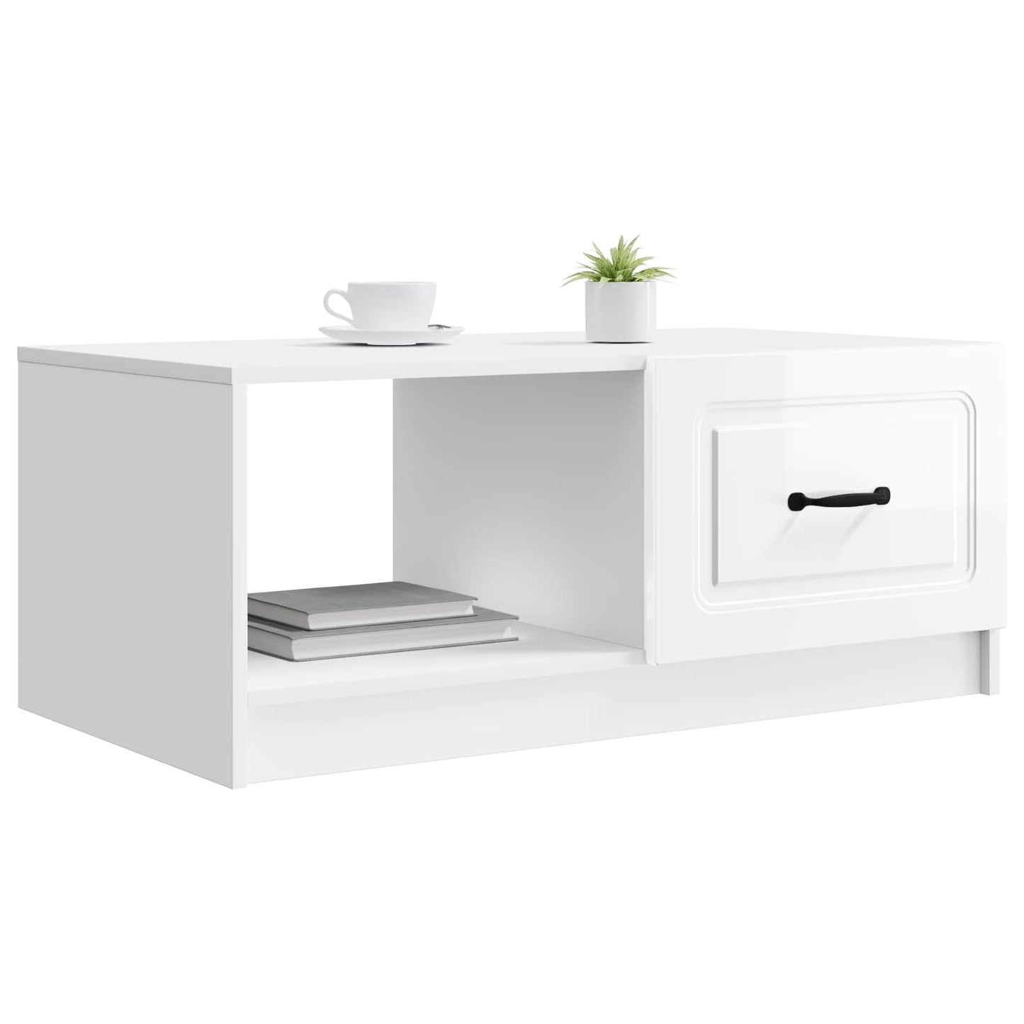 Kaffebord Høgglans hvit 90 x 50 x 37 cm Konstruert tre