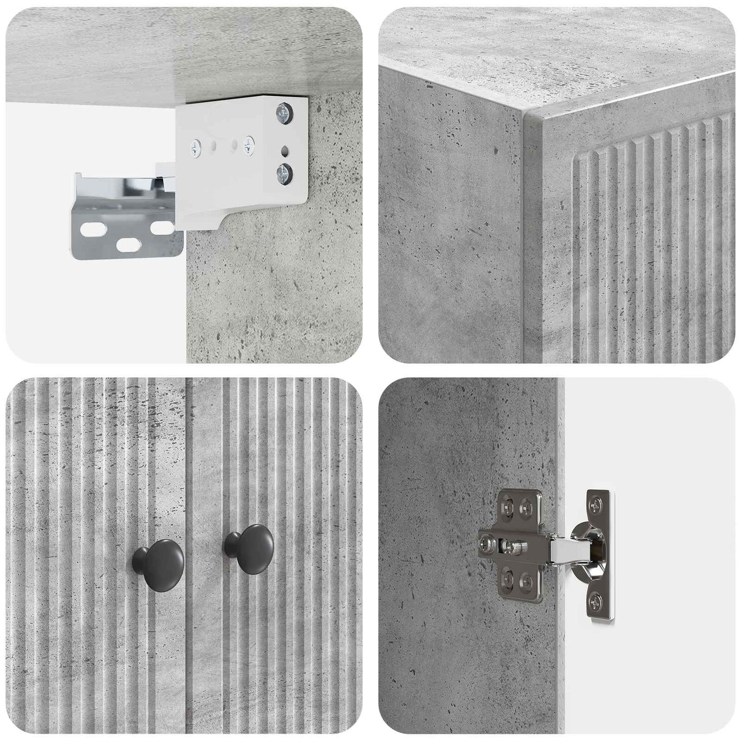 Vegghengt skap Betonggrå 66 x 34,5 x 90 cm Konstruert tre
