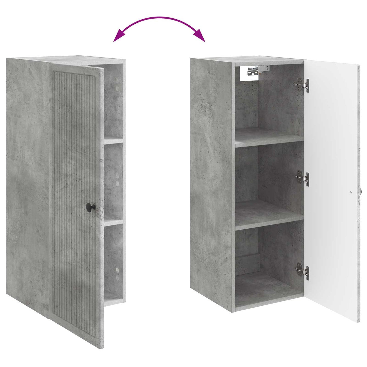 Vegghengt skap Betonggrå 33 x 34,5 x 90 cm Konstruert tre