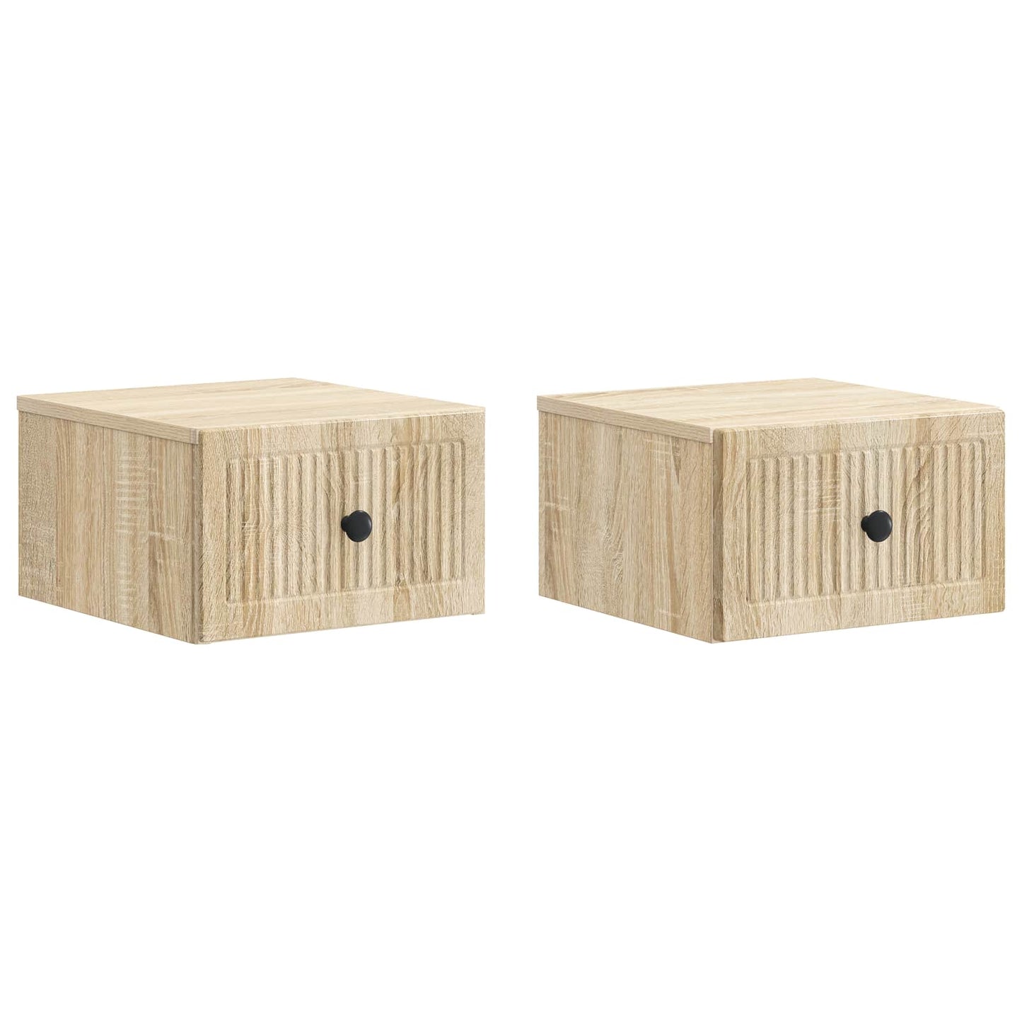 Vegghengt Nattbord med skuff 2 pcs Sonoma eik 33 x 34,5 x 20 cm