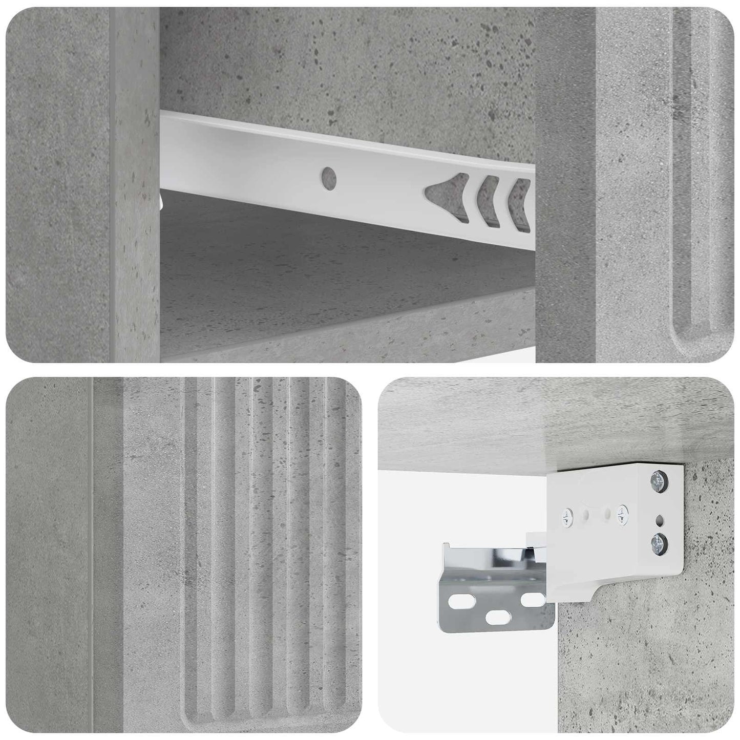 Vegghengt Nattbord Betonggrå 33 x 34,5 x 20 cm Konstruert tre