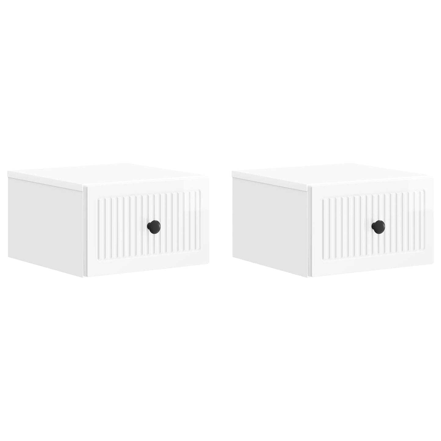 Vegghengt Nattbord 2 pcs Høgglans hvit 33 x 34,5 x 20 cm