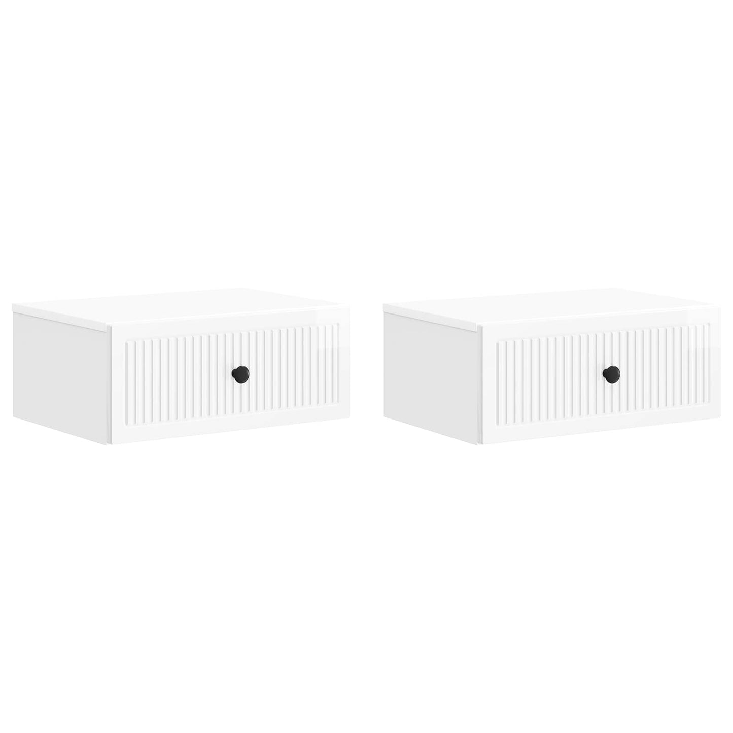 Nattbordskap med skuff 2 pcs Høgglans hvit 49 x 34,5 x 20 cm