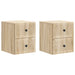 Vegghengt Nattbord med skuff 2 pcs Sonoma eik 33 x 34,5 x 40 cm