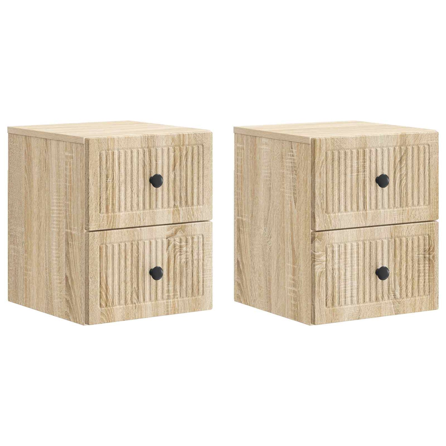 Vegghengt Nattbord med skuff 2 pcs Sonoma eik 33 x 34,5 x 40 cm