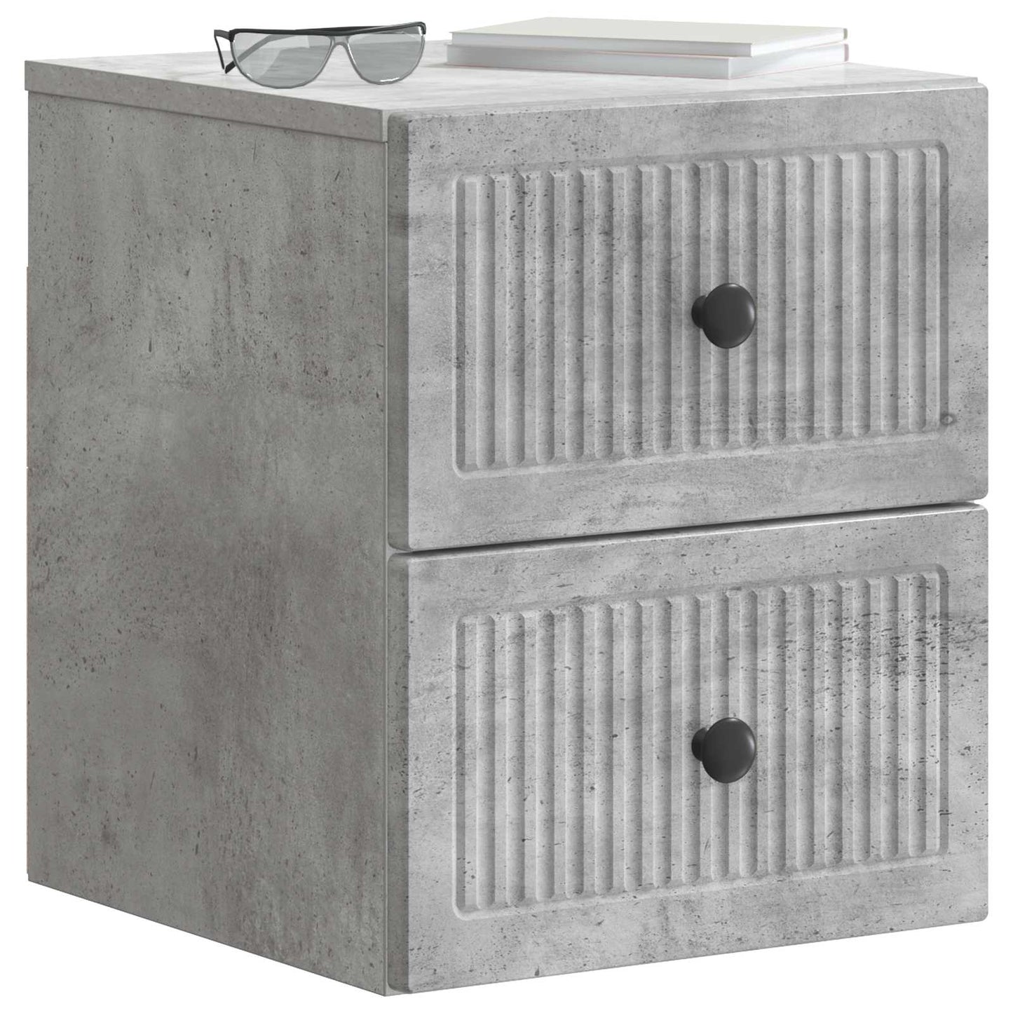 Vegghengt Nattbord med skuff 2 pcs Betonggrå 33 x 34,5 x 40 cm