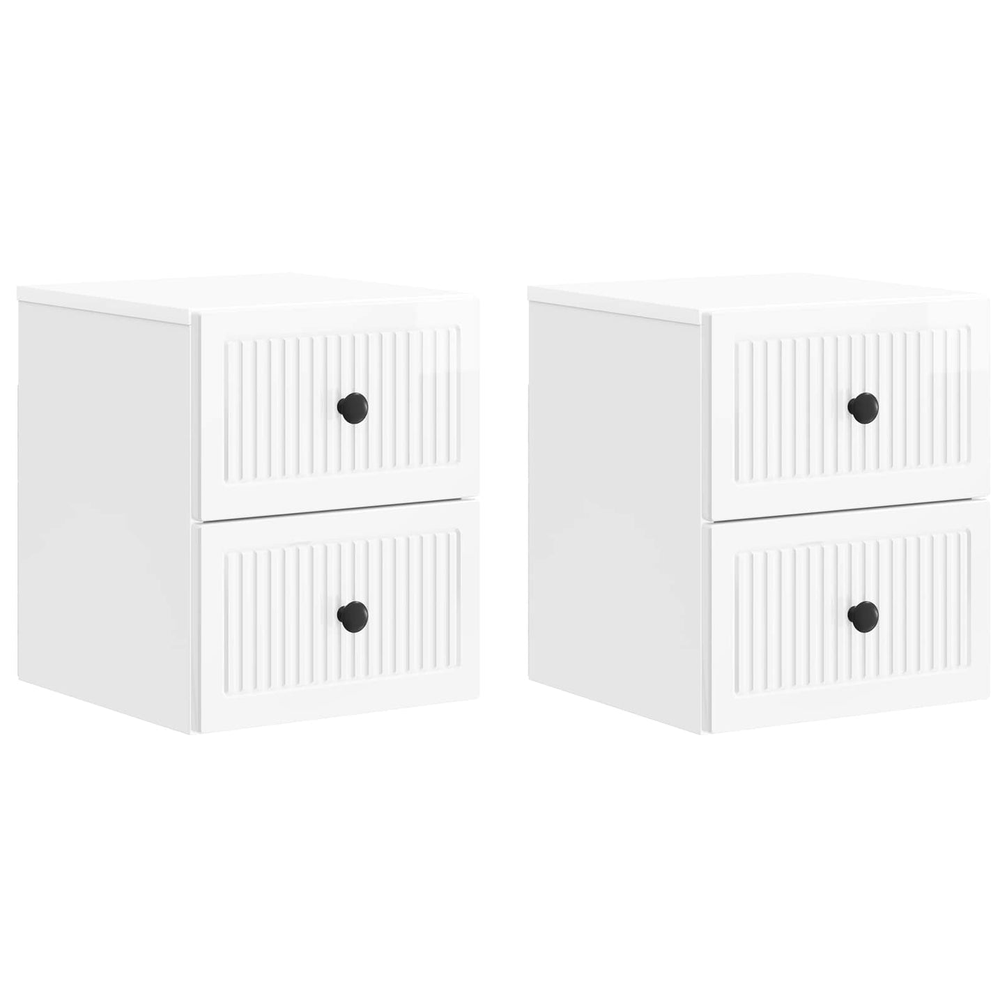 Vegghengt Nattbord 2 pcs Høgglans hvit 33 x 34,5 x 40 cm