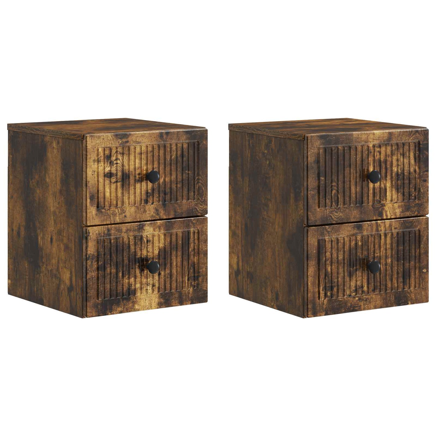 Vegghengt Nattbord med skuff 2 pcs Røkt Eik 33 x 34,5 x 40 cm