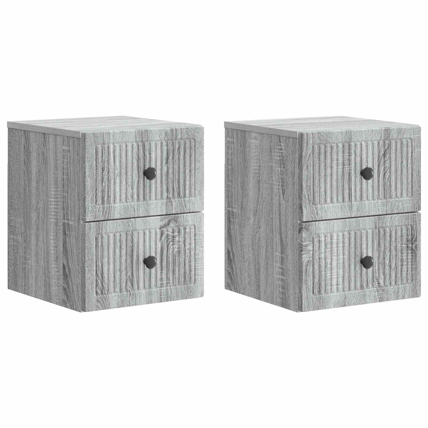 Vegghengt Nattbord med skuff 2 pcs Grå sonoma 33 x 34,5 x 40 cm