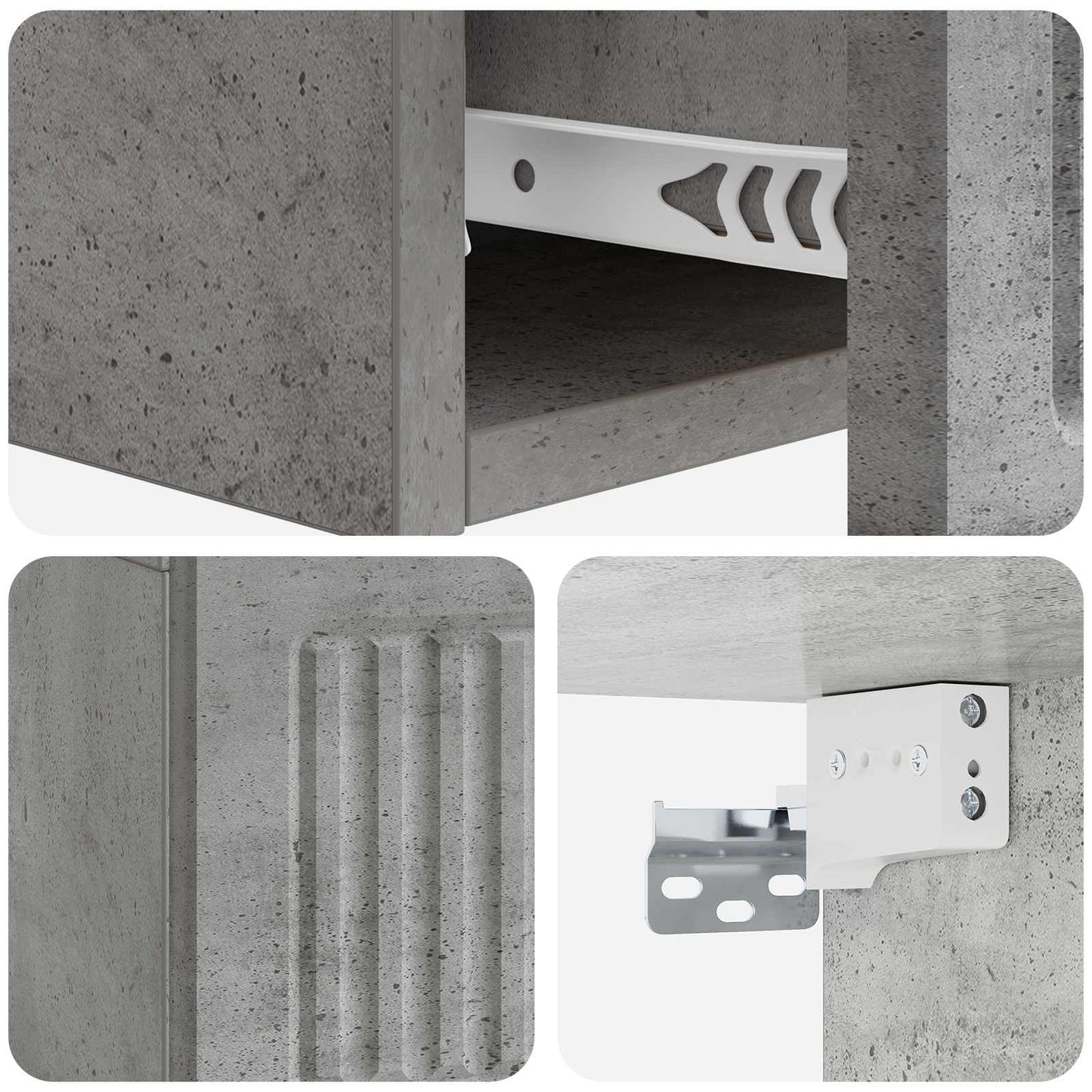Vegghengt Sidebord Betonggrå 59 x 34,5 x 17 cm Konstruert tre
