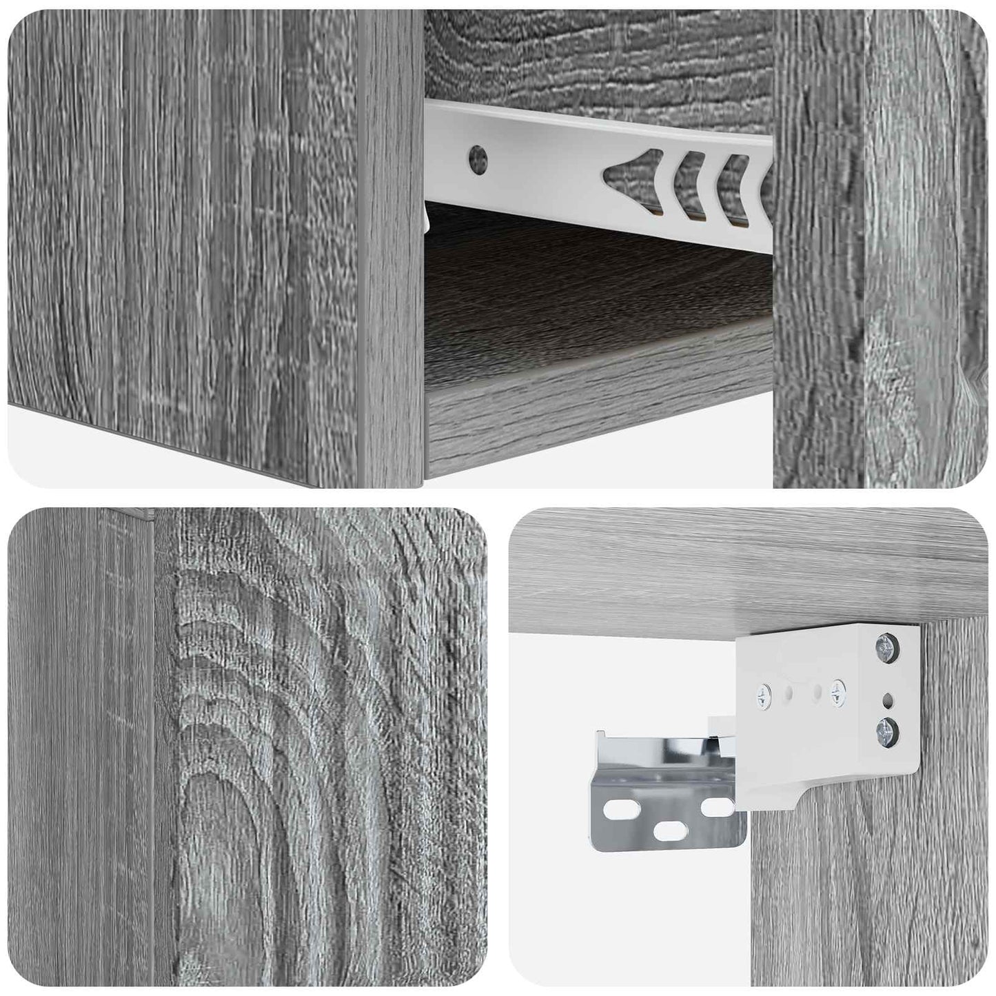 Vegghengt Sidebord Grå sonoma 59 x 34,5 x 17 cm Konstruert tre