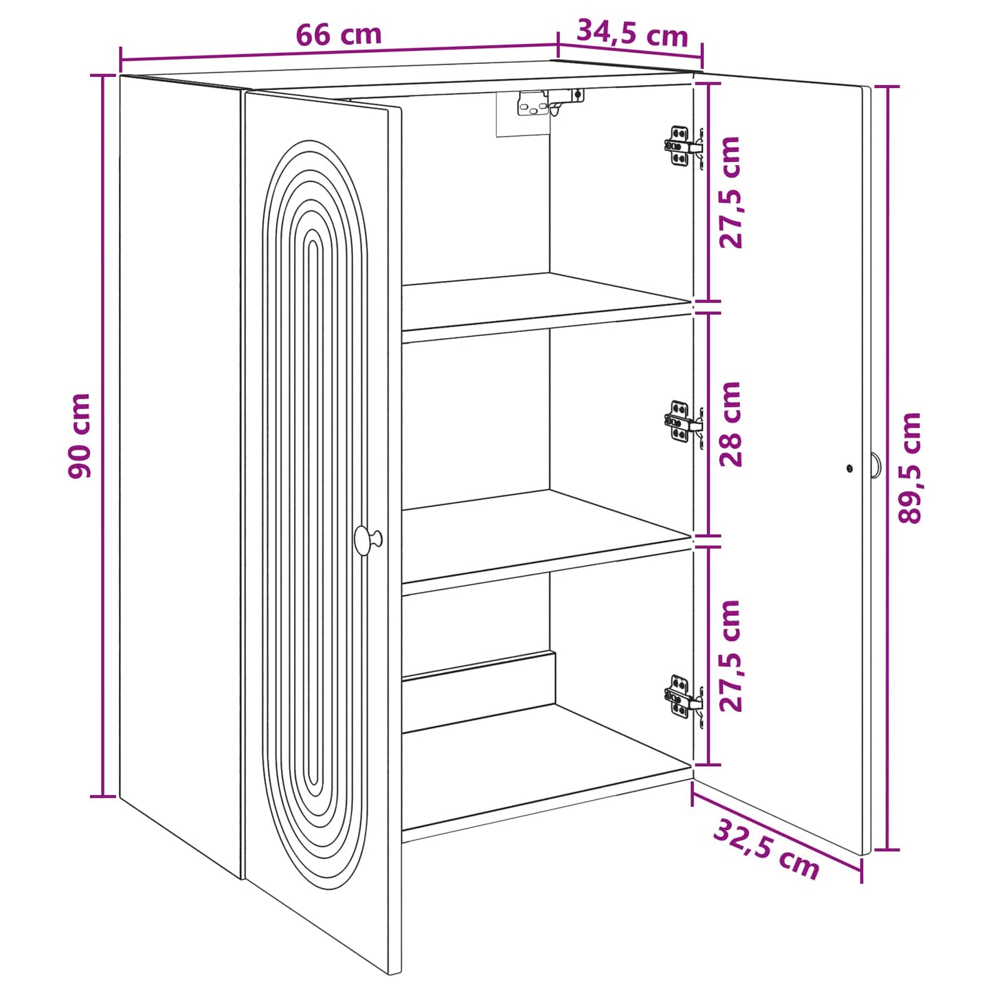 Vegghengt skap Grå Sonoma 66 x 34,5 x 90 cm Konstruert tre