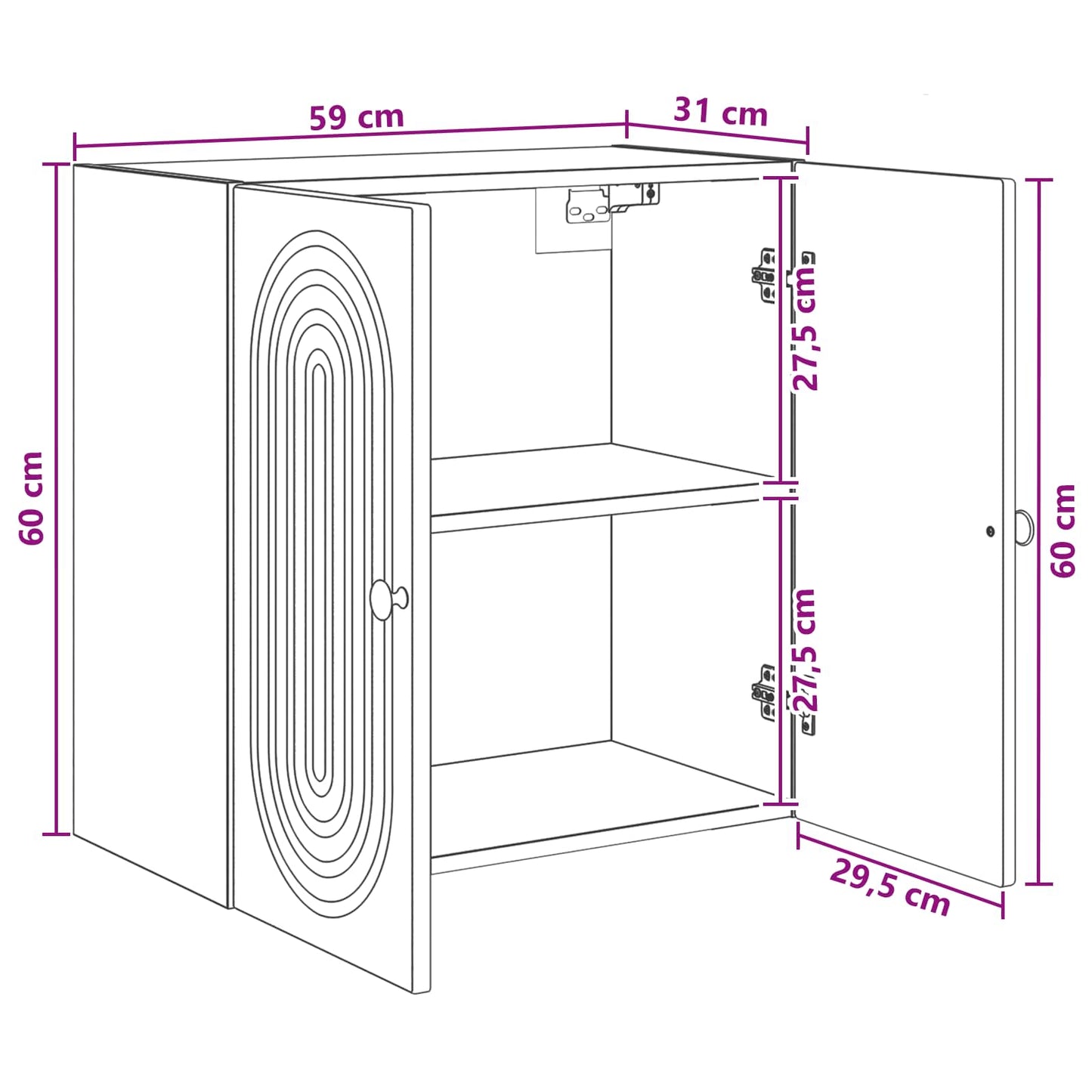 Vegghengt skap Sonoma eik 59 x 31 x 60 cm Konstruert tre