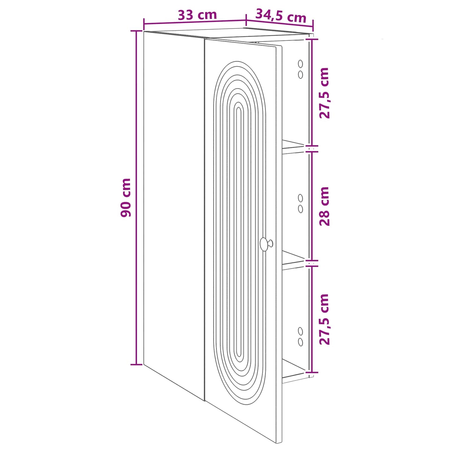 Vegghengt skap Sonoma eik 33 x 34,5 x 90 cm Konstruert tre
