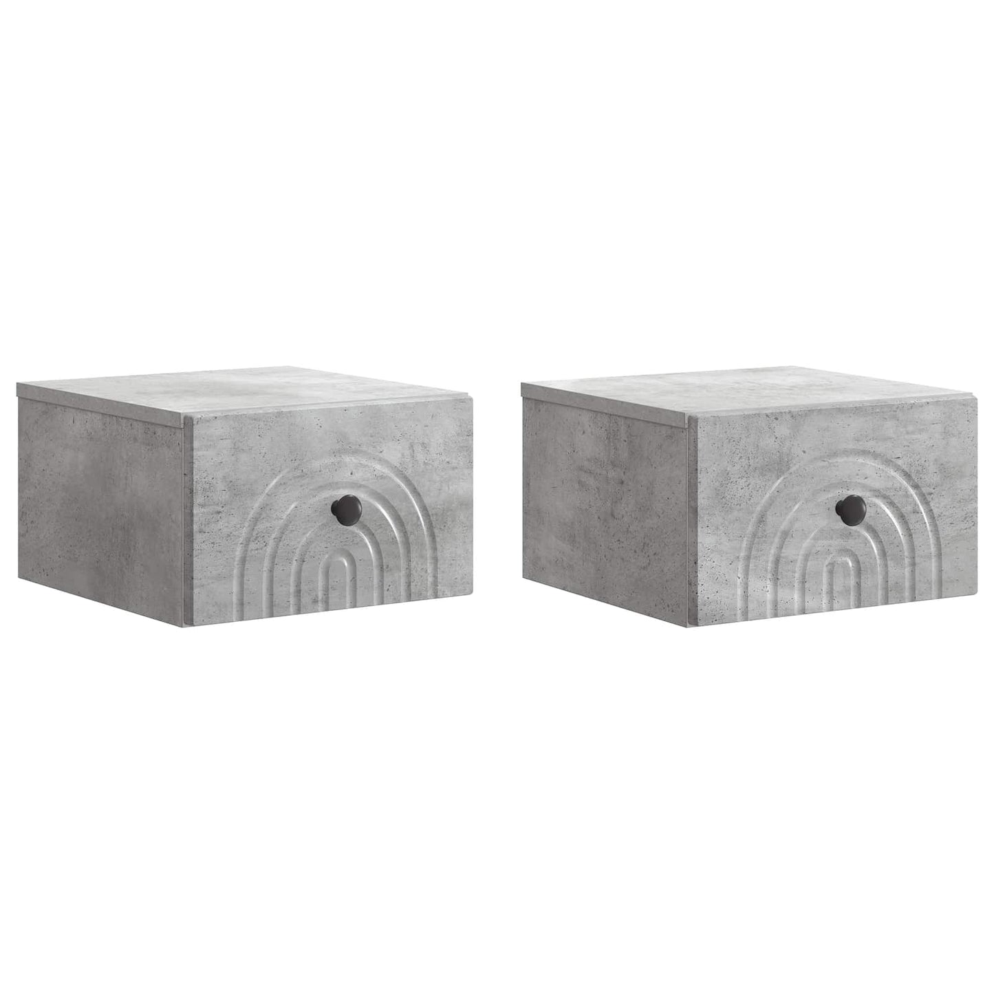 Vegghengt Nattbord med skuff 2 pcs Betonggrå 33 x 34,5 x 20 cm