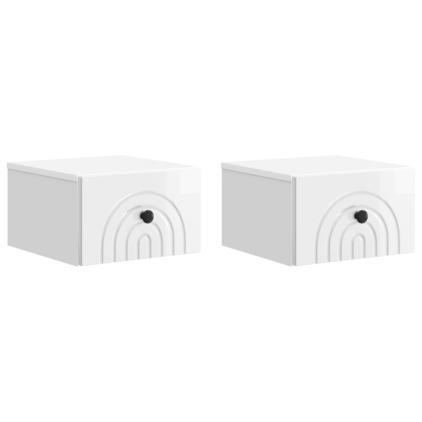 Vegghengt Nattbord 2 pcs Høgglans hvit 33 x 34,5 x 20 cm