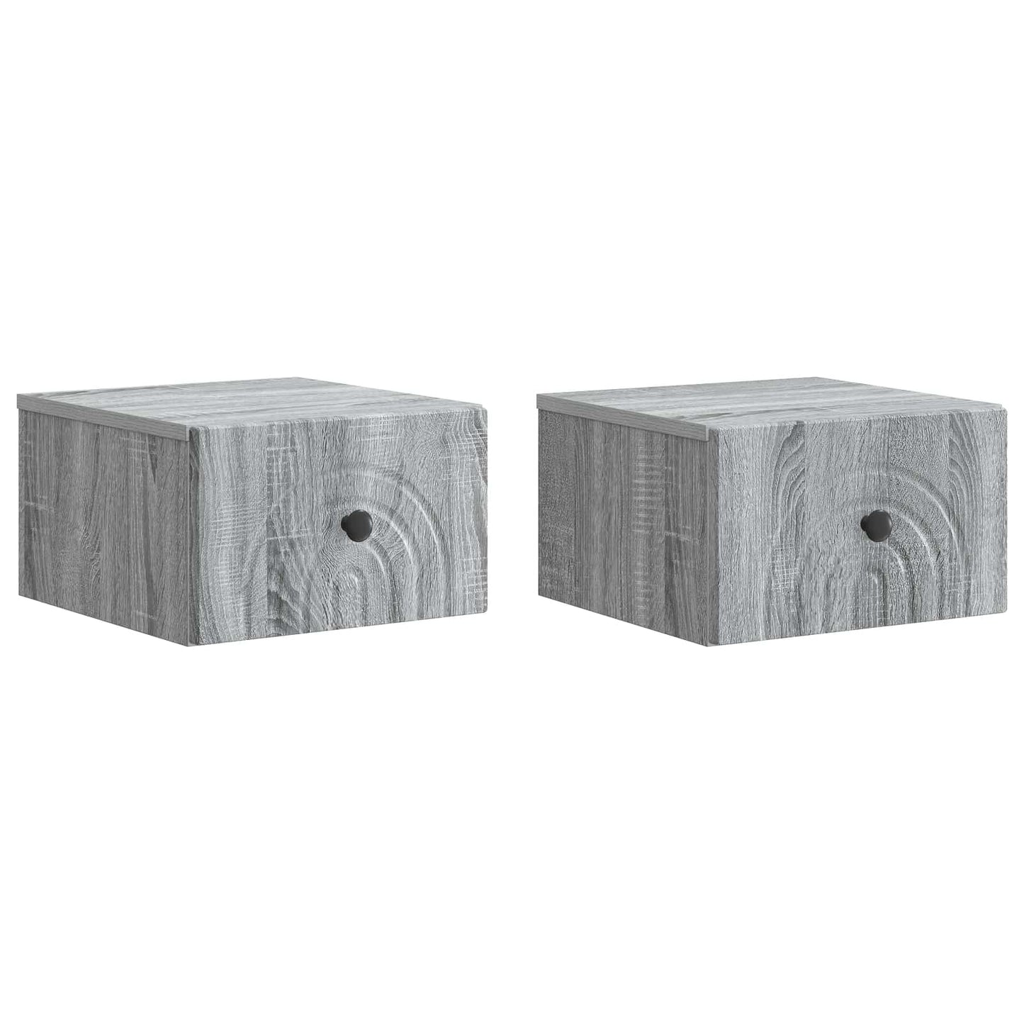 Vegghengt Nattbord med skuff 2 pcs Grå sonoma 33 x 34,5 x 20 cm