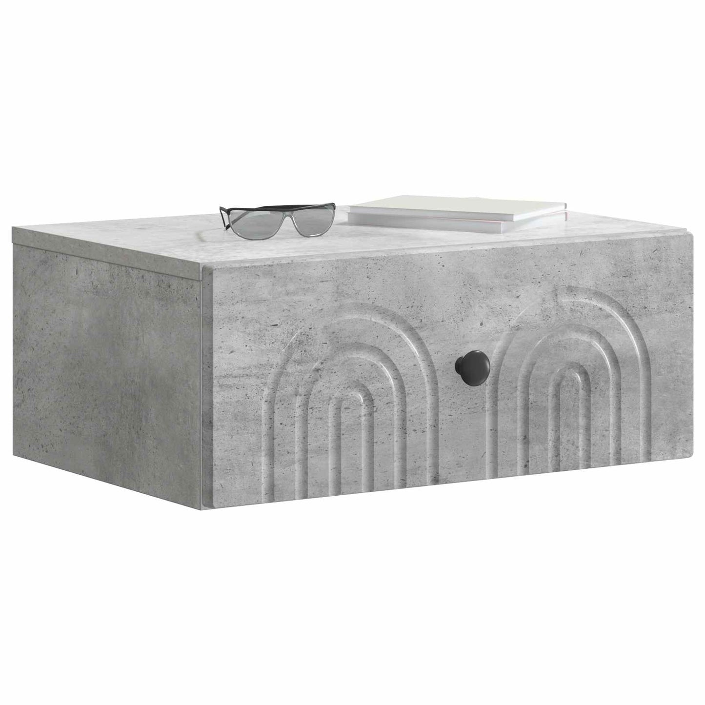 Vegghengt Nattbord Betonggrå 49 x 34,5 x 20 cm Konstruert tre