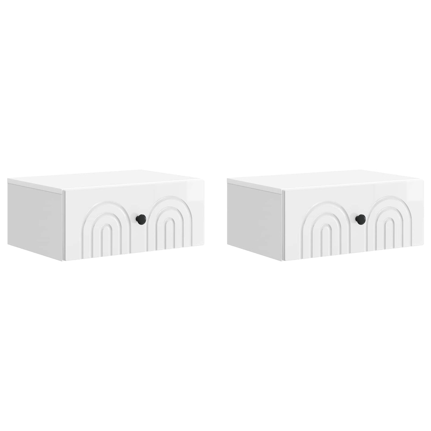 Vegghengt Nattbord 2 pcs Høgglans hvit 49 x 34,5 x 20 cm