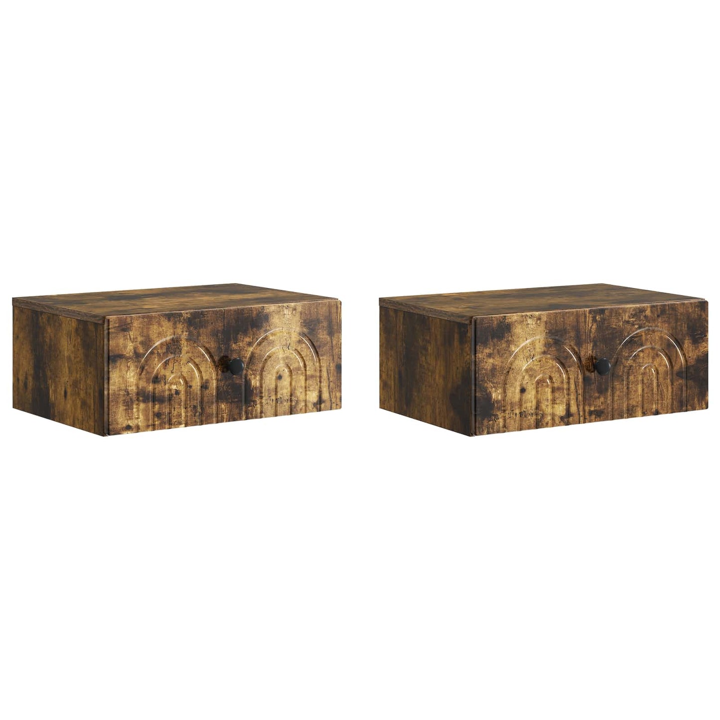 Vegghengt Nattbord med skuff 2 pcs Røkt Eik 49 x 34,5 x 20 cm