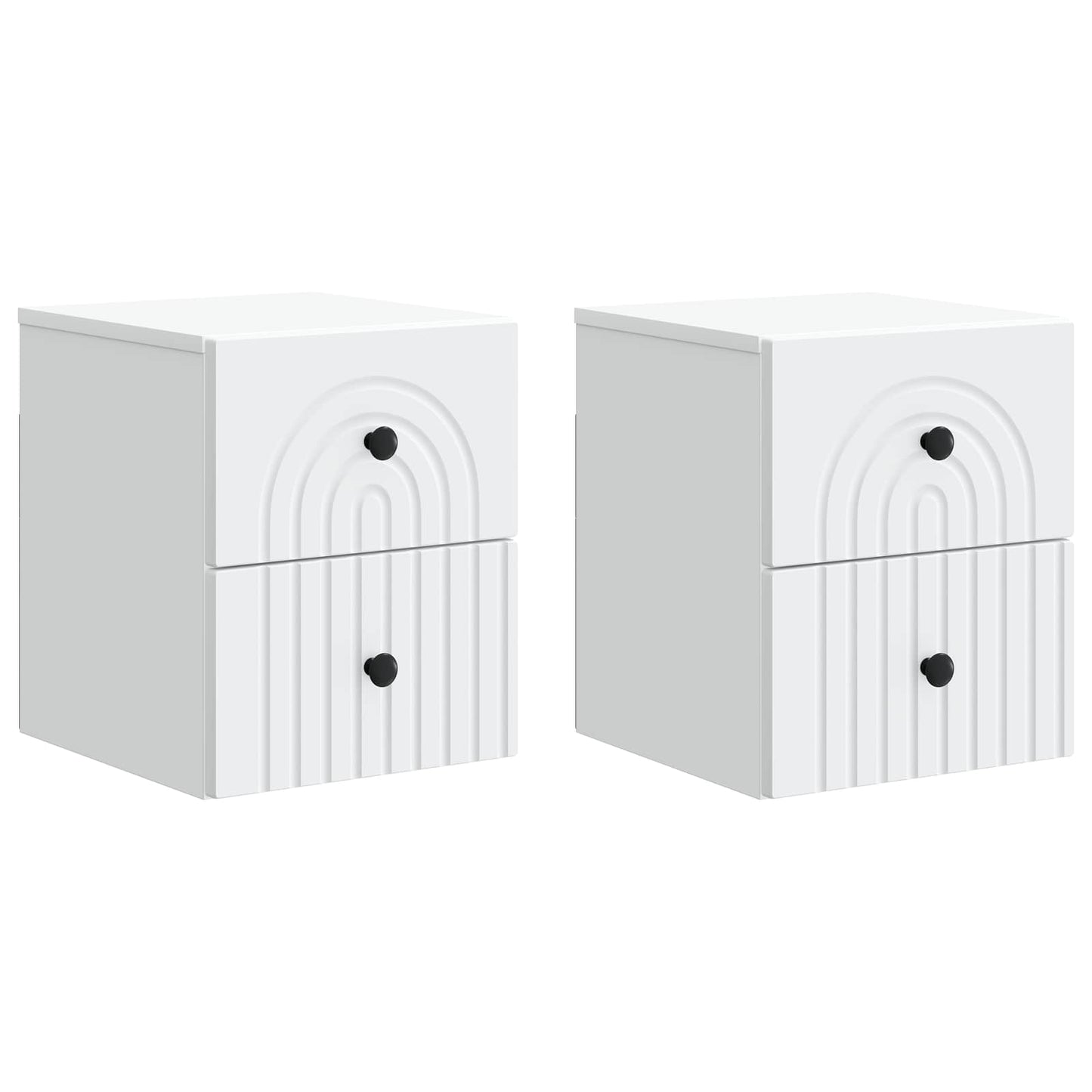 Vegghengt Nattbord 2 pcs Hvit 33 x 34,5 x 40 cm Konstruert tre