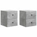 Vegghengt Nattbord med skuff 2 pcs Betonggrå 33 x 34,5 x 40 cm