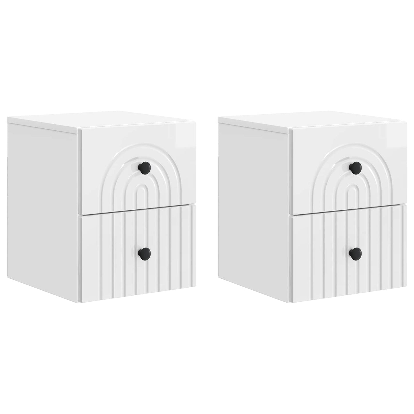 Vegghengt Nattbord 2 pcs Høgglans hvit 33 x 34,5 x 40 cm