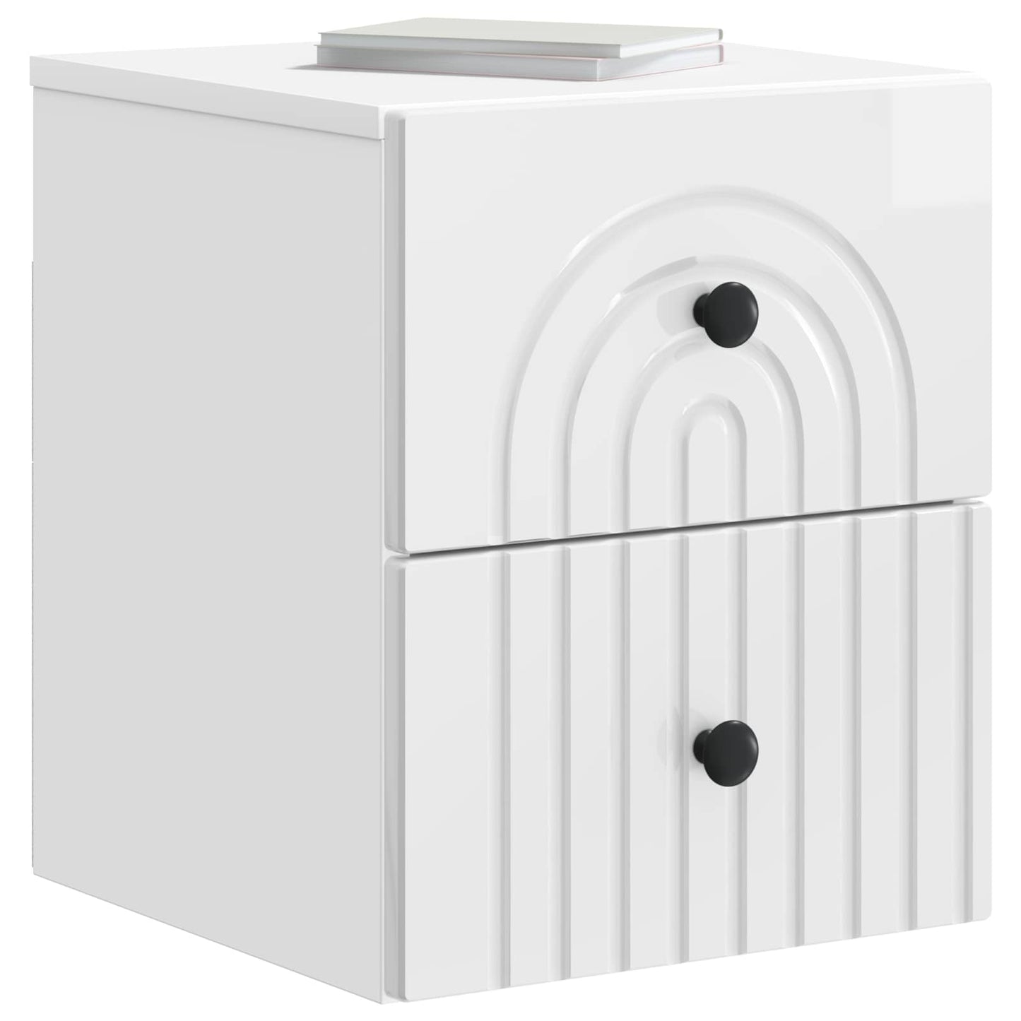 Vegghengt Nattbord 2 pcs Høgglans hvit 33 x 34,5 x 40 cm