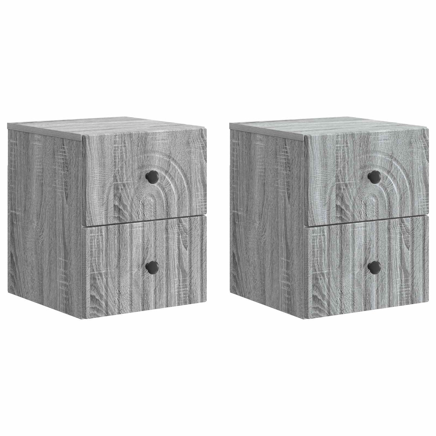 Vegghengt Nattbord med skuff 2 pcs Grå sonoma 33 x 34,5 x 40 cm