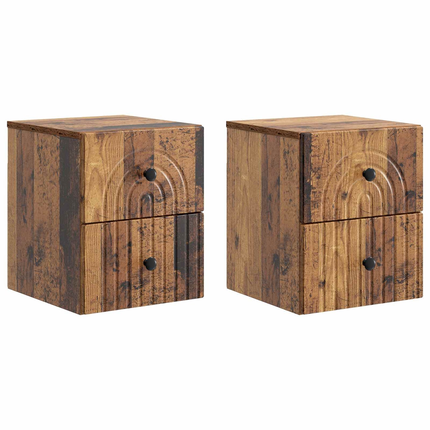 Vegghengt Nattbord 2 pcs Gammelt tre 33 x 34,5 x 40 cm