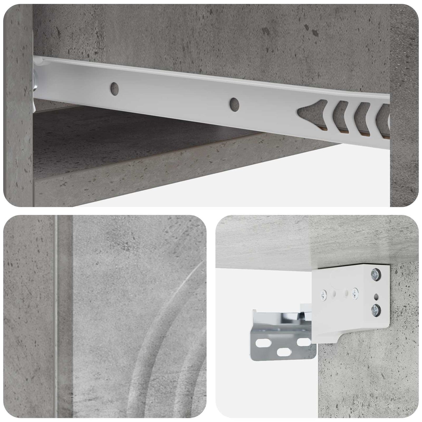 Vegghengt Sidebord Betonggrå 59 x 34,5 x 17 cm Konstruert tre