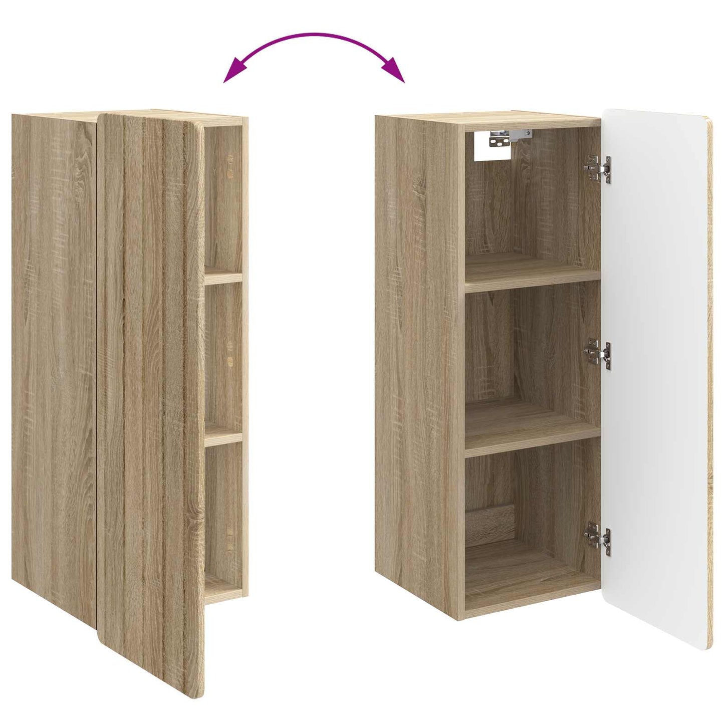 Vegghengt skap Sonoma eik 33 x 34,5 x 94 cm Konstruert tre