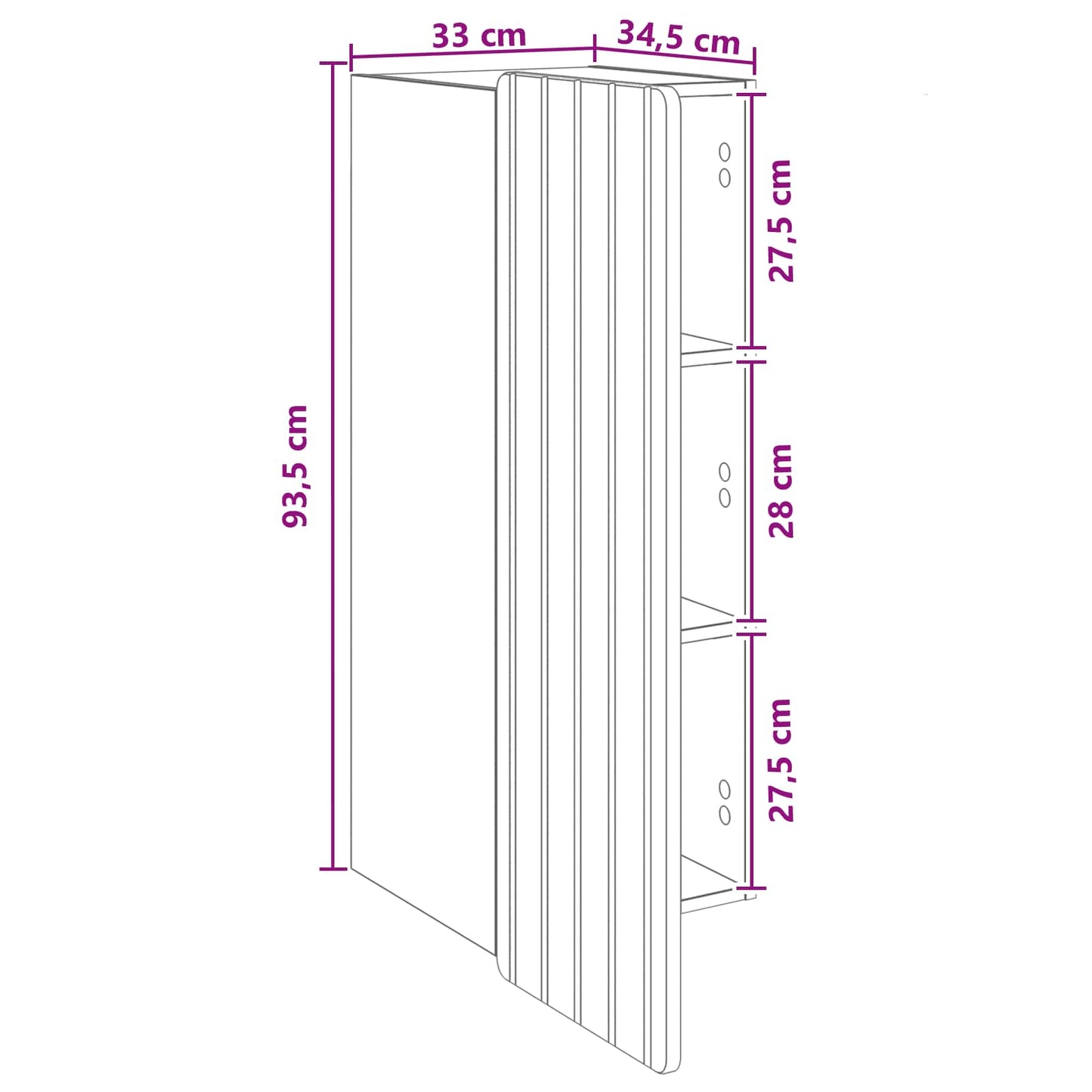 Vegghengt skap Grå Sonoma 33 x 34,5 x 94 cm Konstruert tre