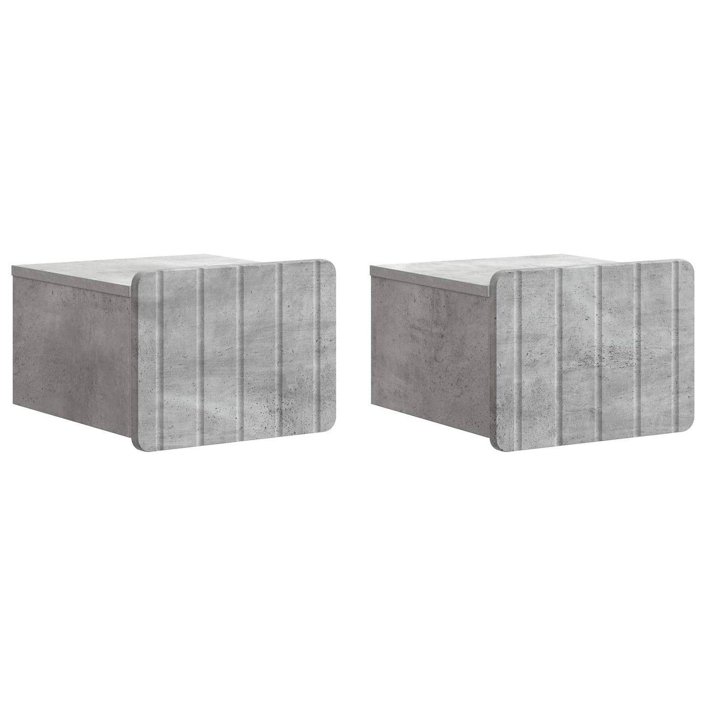 Vegghengt Nattbord med skuff 2 pcs Betonggrå 33 x 34,5 x 24 cm