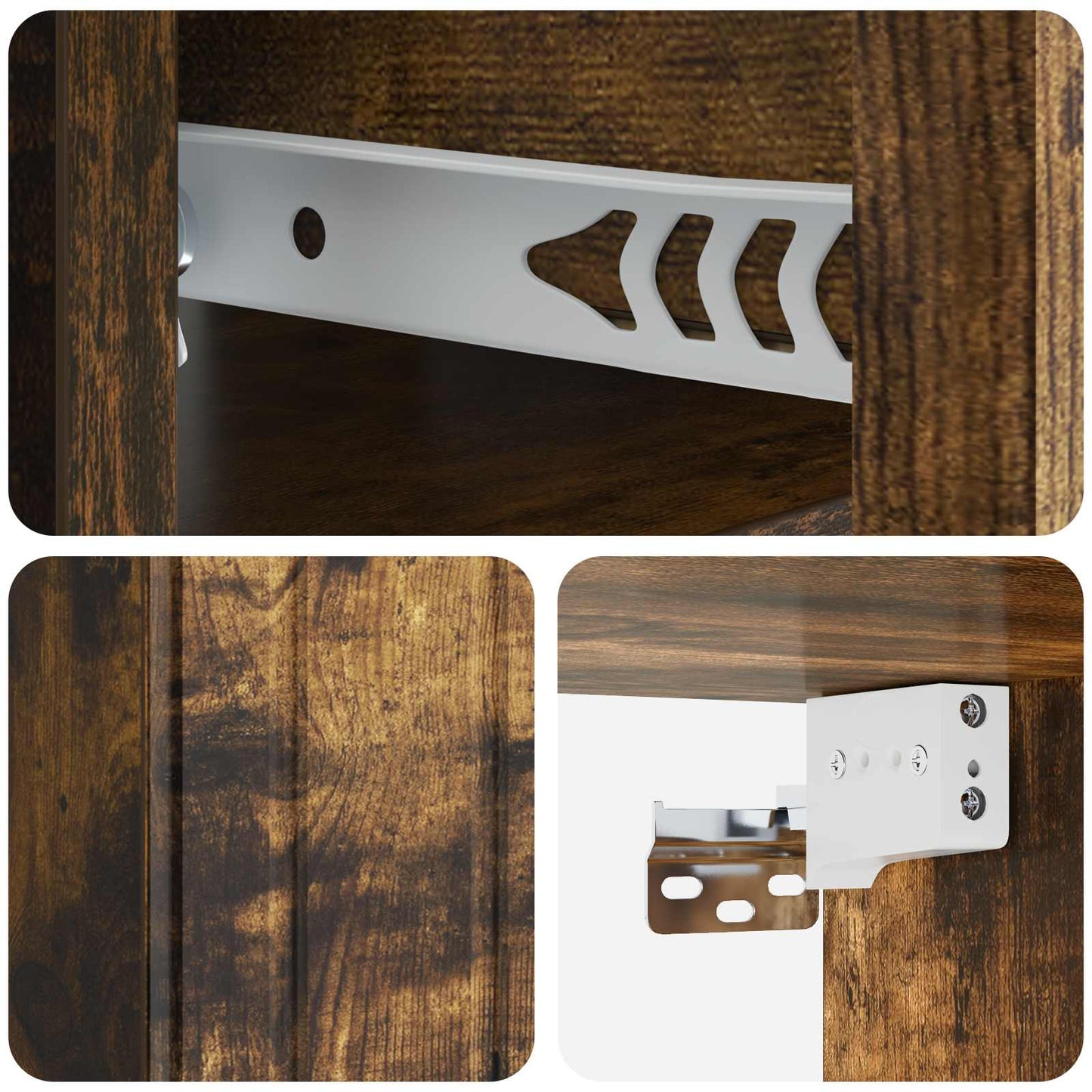 Vegghengt Nattbord Røkt Eik 33 x 34,5 x 24 cm Konstruert tre
