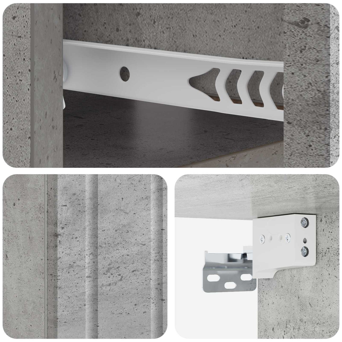 Vegghengt Nattbord med skuff 2 pcs Betonggrå 49 x 34,5 x 24 cm