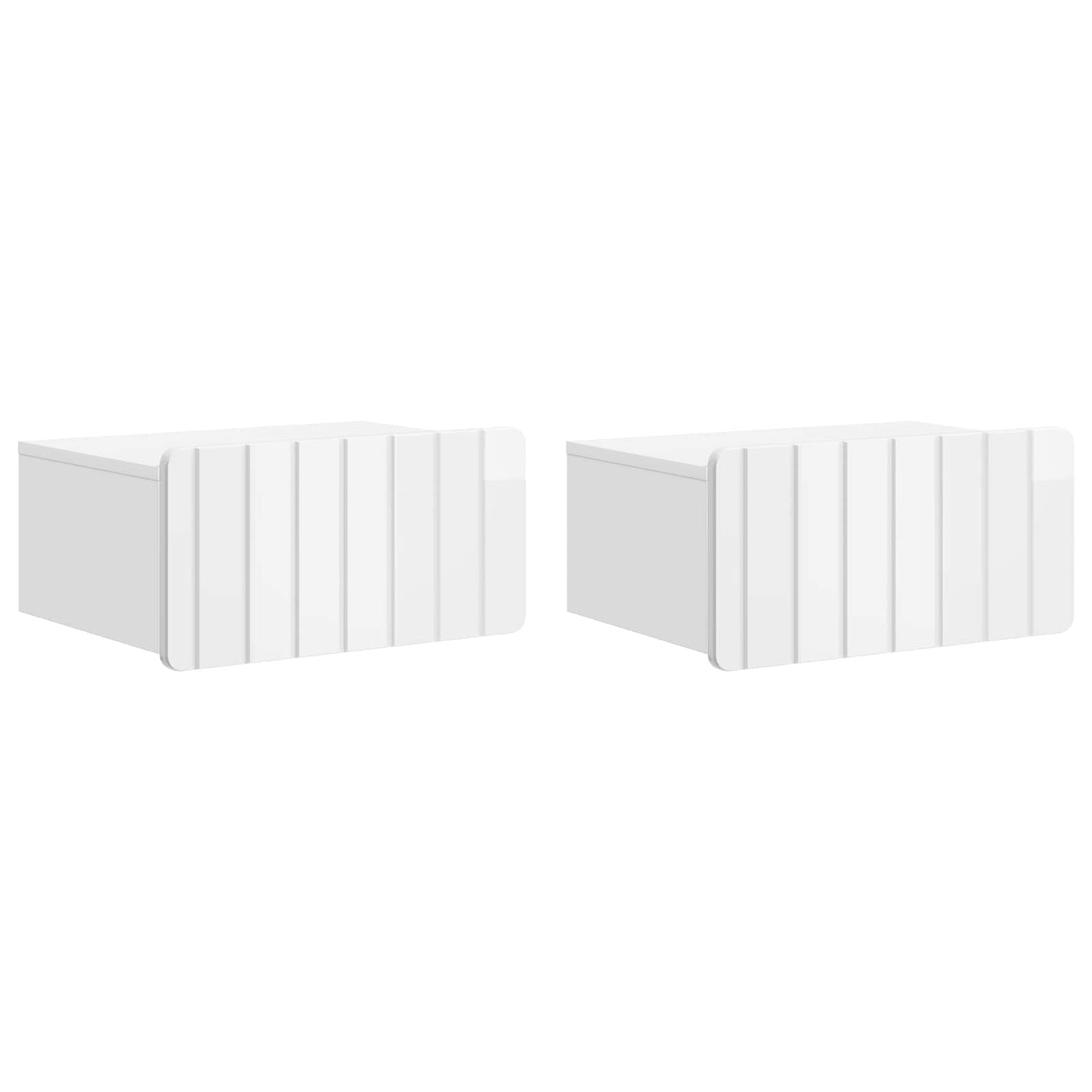 Vegghengt Nattbord 2 pcs Høgglans hvit 49 x 34,5 x 24 cm