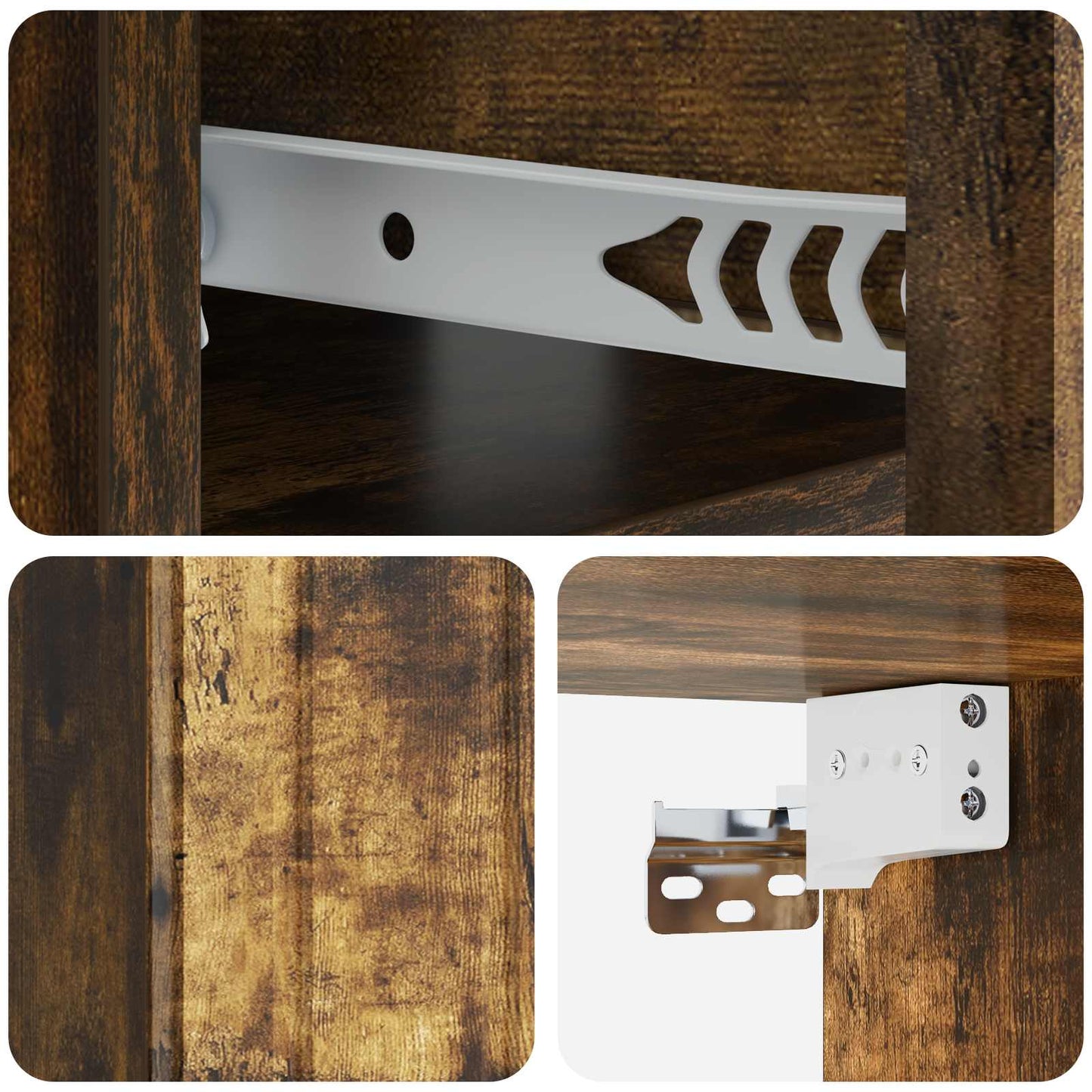 Vegghengt Nattbord Røkt Eik 49 x 34,5 x 24 cm Konstruert tre