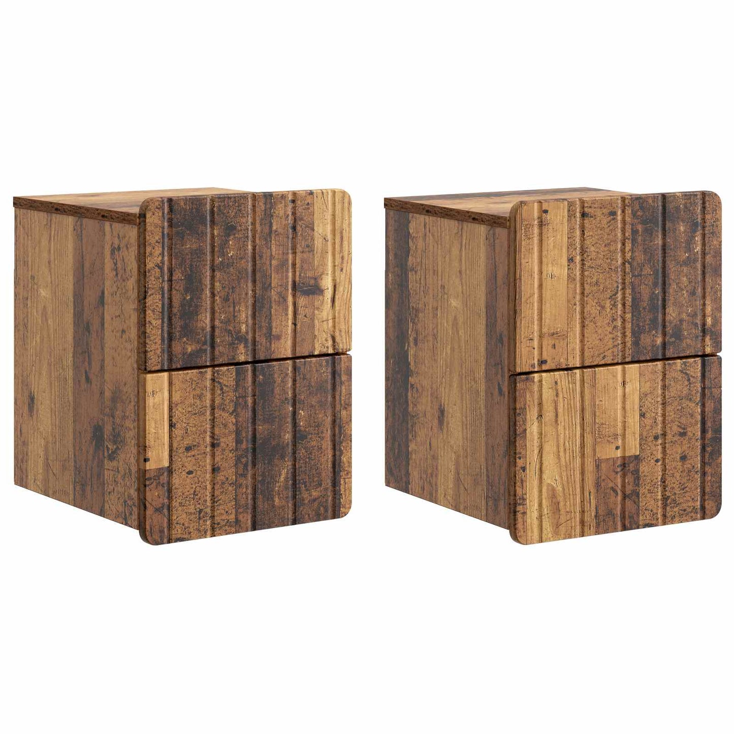 Vegghengt Nattbord 2 pcs Gammelt tre 33 x 34,5 x 43 cm