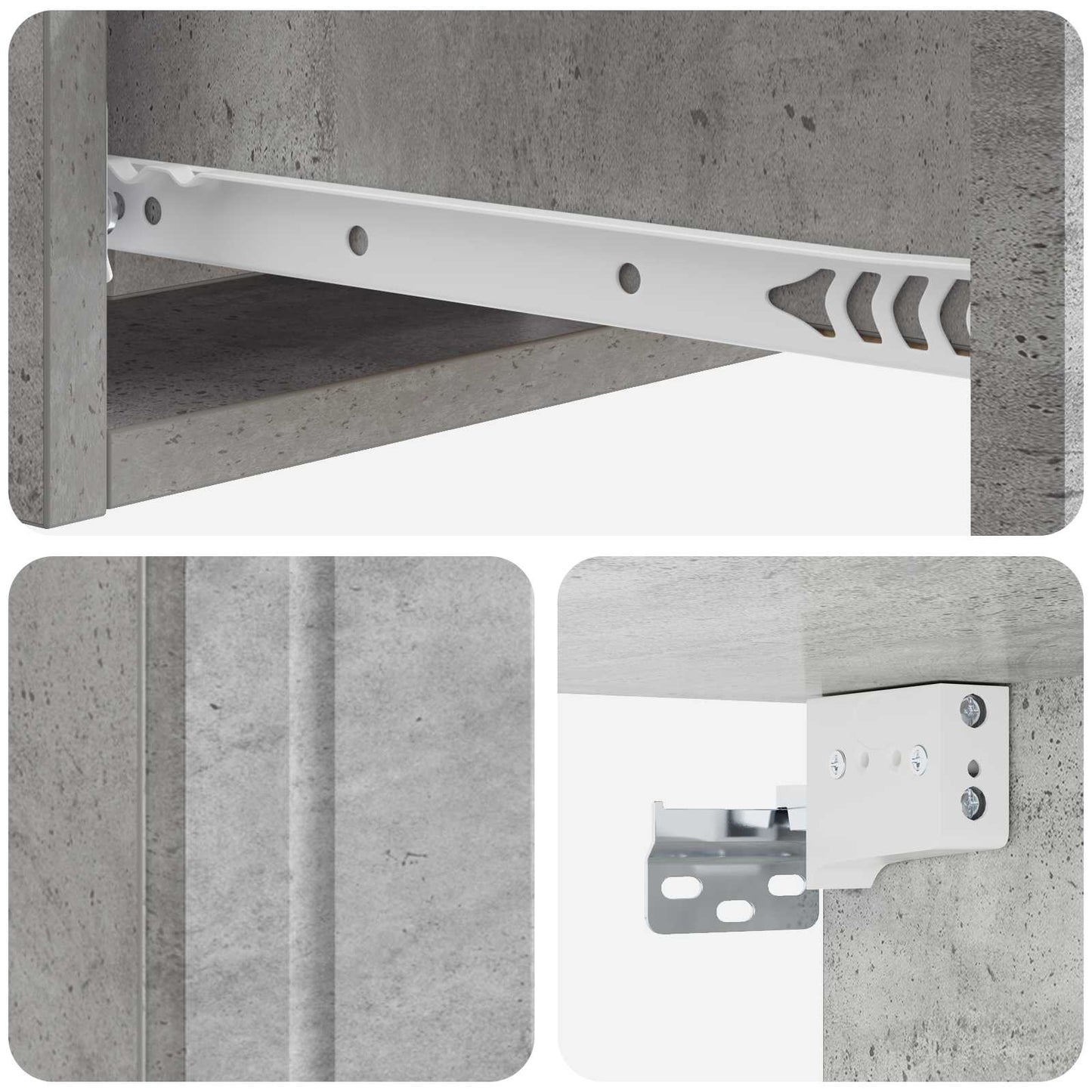 Vegghengt Sidebord Betonggrå 59 x 34,5 x 17 cm Konstruert tre
