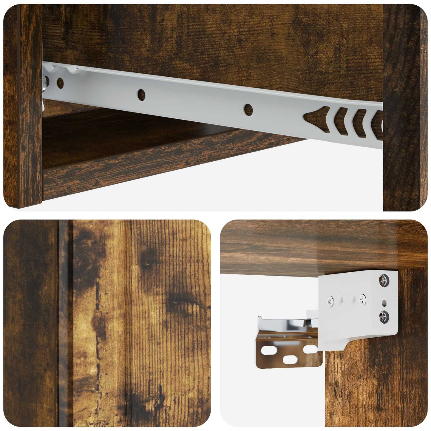 Vegghengt Sidebord Røkt Eik 59 x 34,5 x 17 cm Konstruert tre
