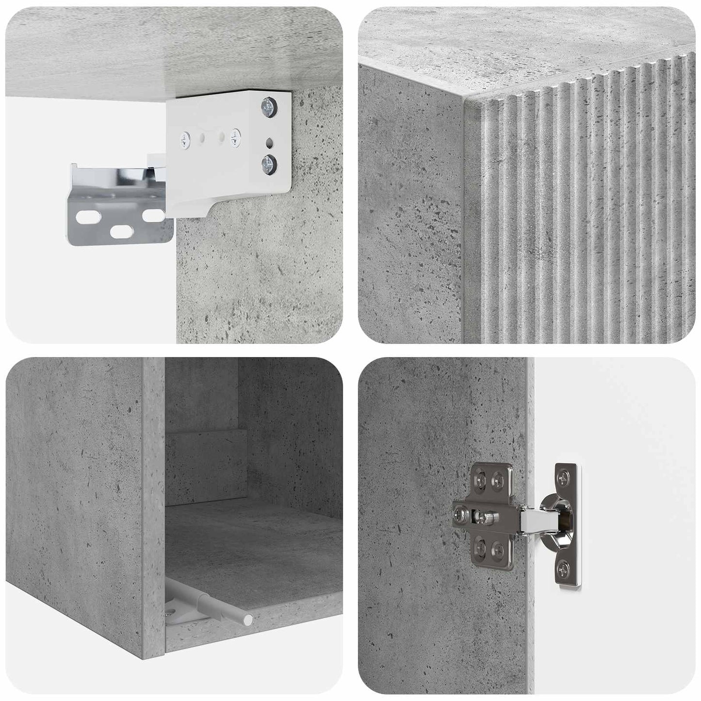 Vegghengt skap Betonggrå 33 x 34,5 x 90 cm Konstruert tre