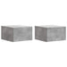 Vegghengt Nattbord med skuff 2 pcs Betonggrå 33 x 34,5 x 20 cm