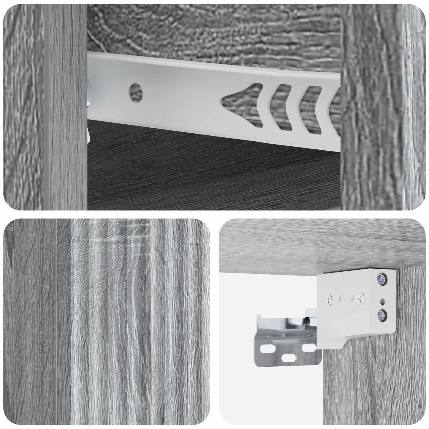 Vegghengt Nattbord med skuff 2 pcs Grå sonoma 33 x 34,5 x 20 cm