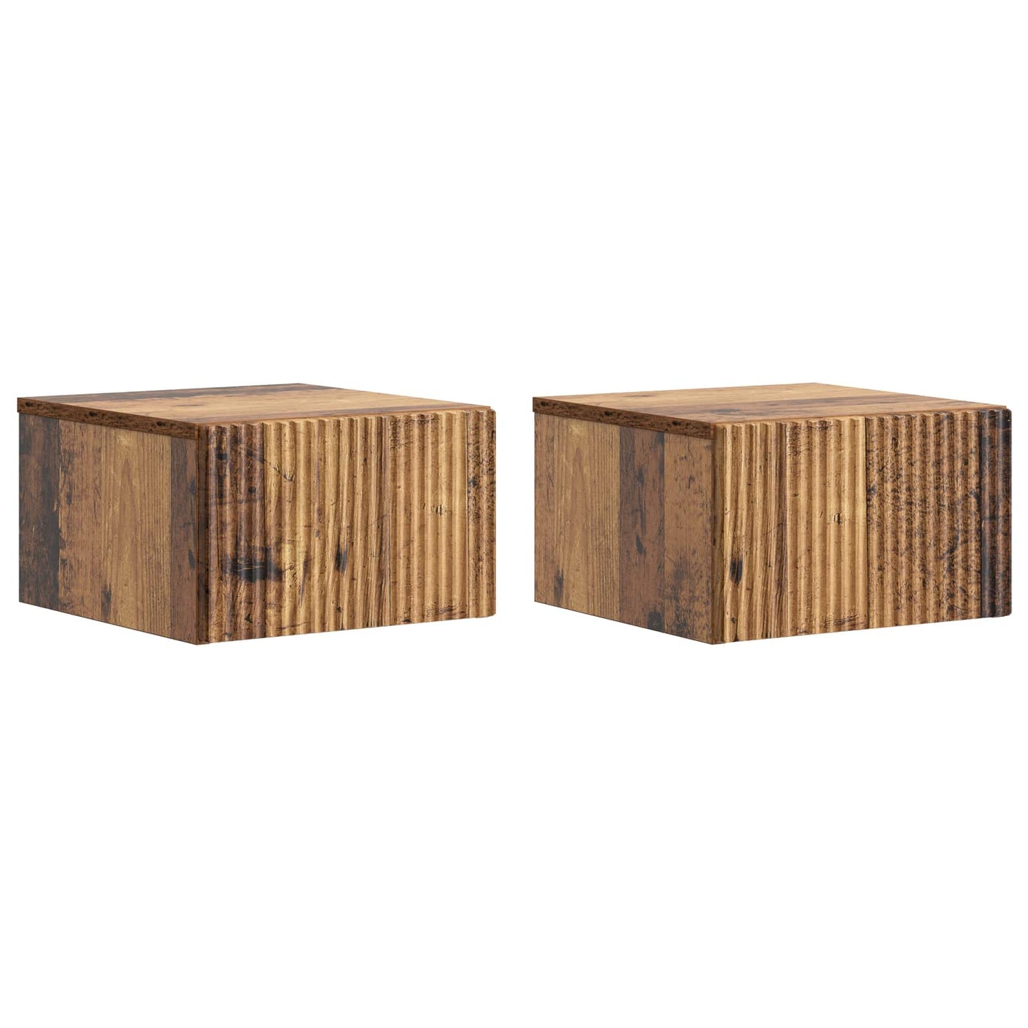 Vegghengt Nattbord 2 pcs Gammelt tre 33 x 34,5 x 20 cm