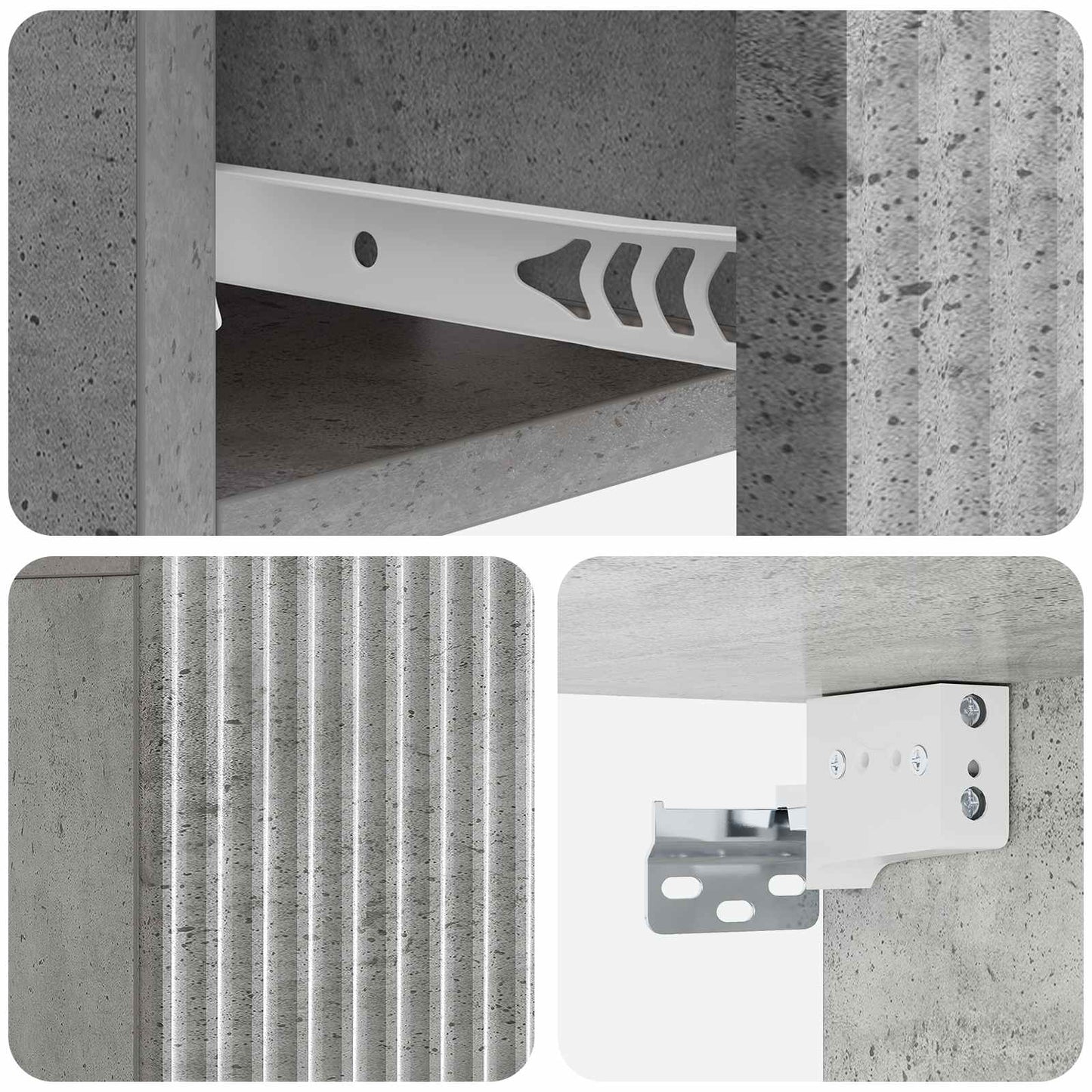 Vegghengt Nattbord Betonggrå 49 x 34,5 x 20 cm Konstruert tre