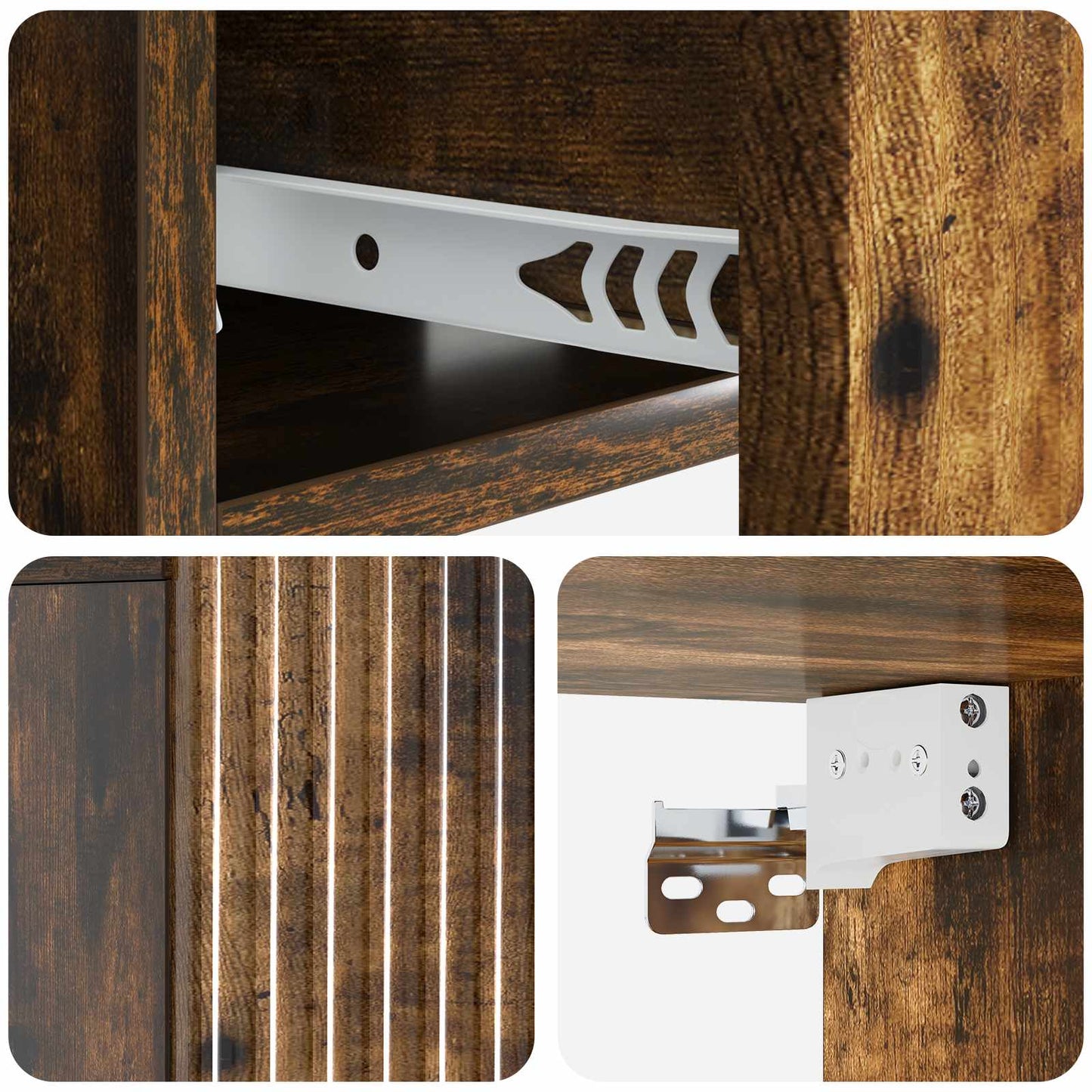 Vegghengt Nattbord Røkt Eik 49 x 34,5 x 20 cm Konstruert tre