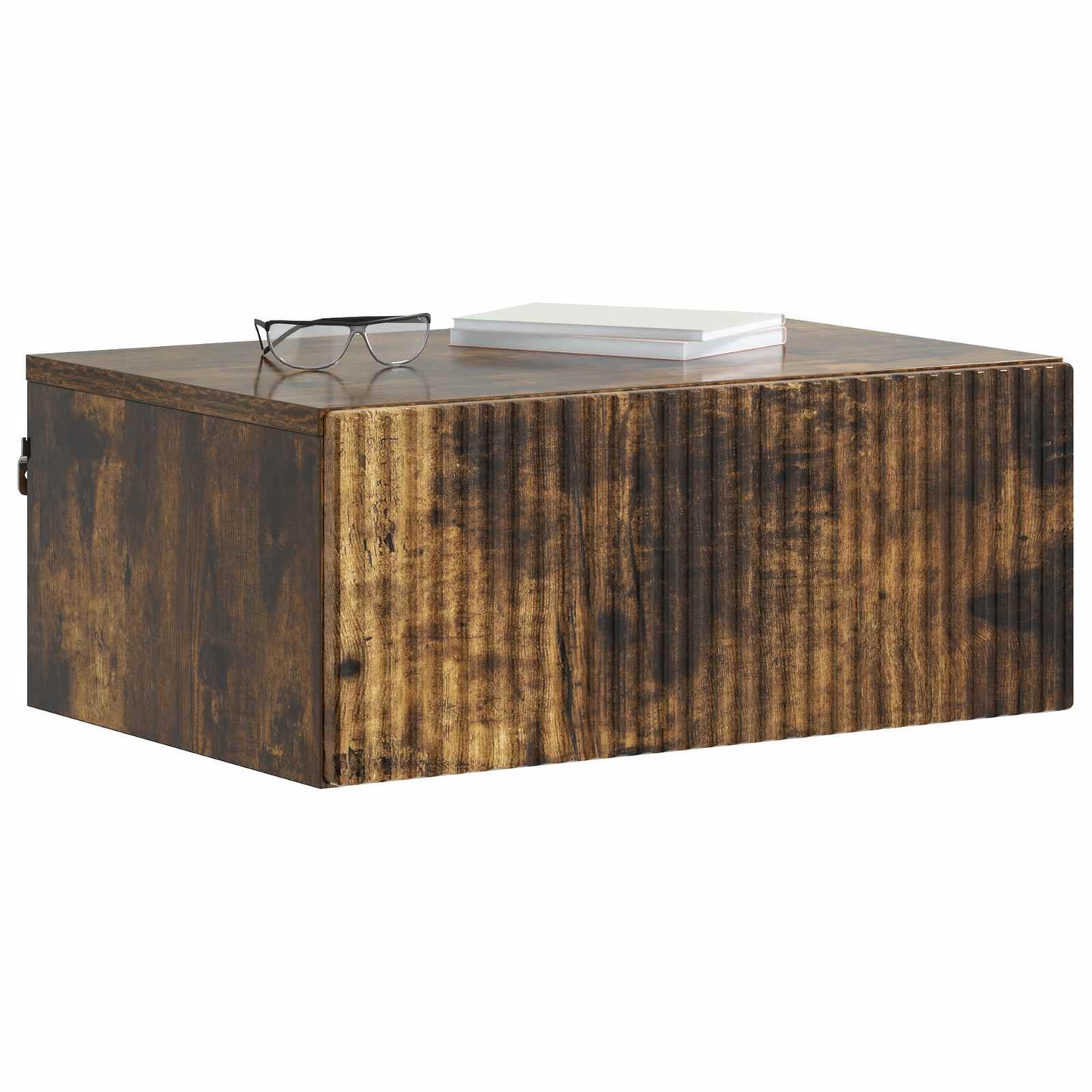 Vegghengt Nattbord med skuff 2 pcs Røkt Eik 49 x 34,5 x 20 cm