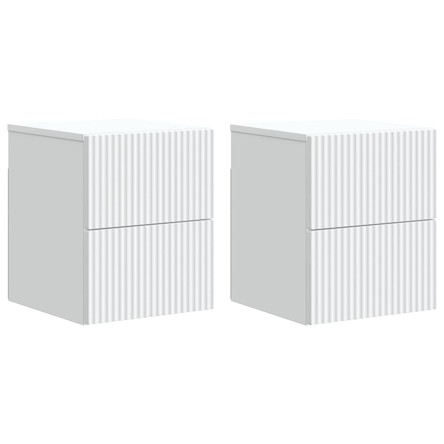 Vegghengt Nattbord 2 pcs Hvit 33 x 34,5 x 40 cm Konstruert tre